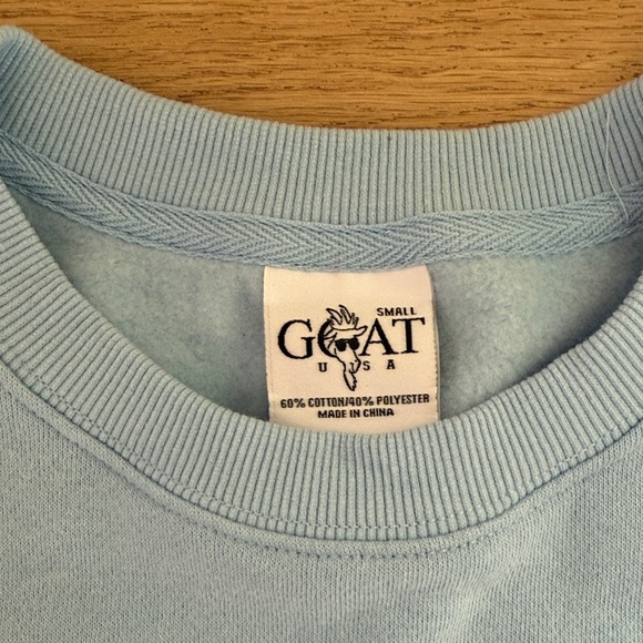 GOAT USA BRAND NEW Light Blue Men's Sweatshirt Sz Sm - Picture 2 of 13